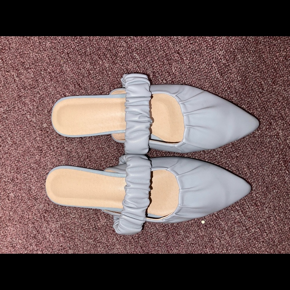 Light blue mules
